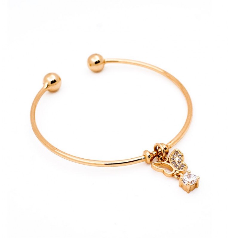Isabelle Charm Open Bangle in Gold
