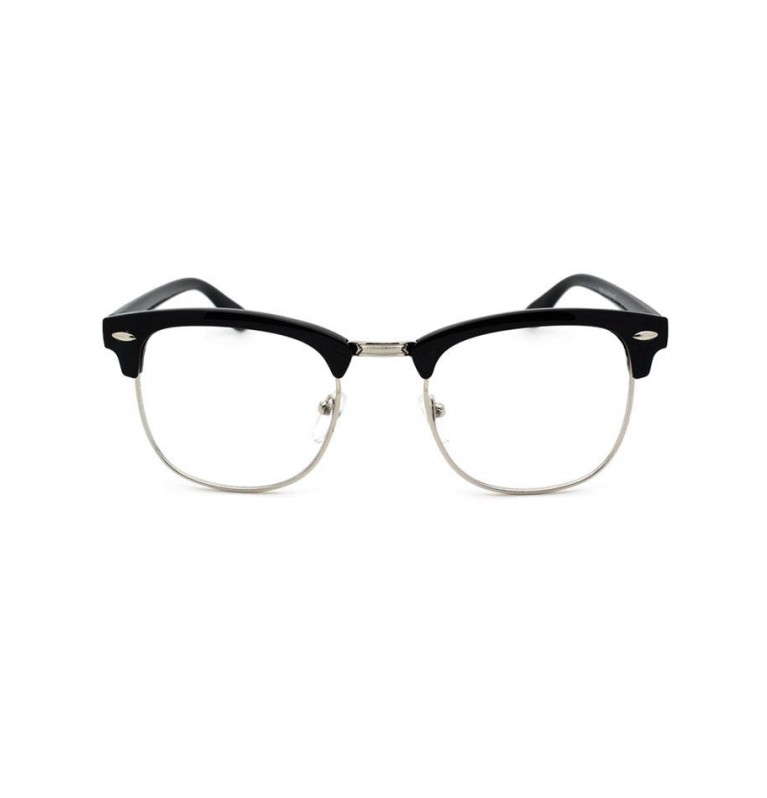 Half Frame Designer Glasses in Black & Silver