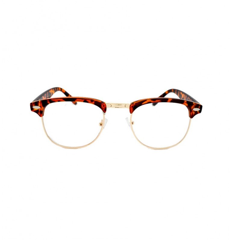 Half Frame Designer Glasses in Leopard Brown  