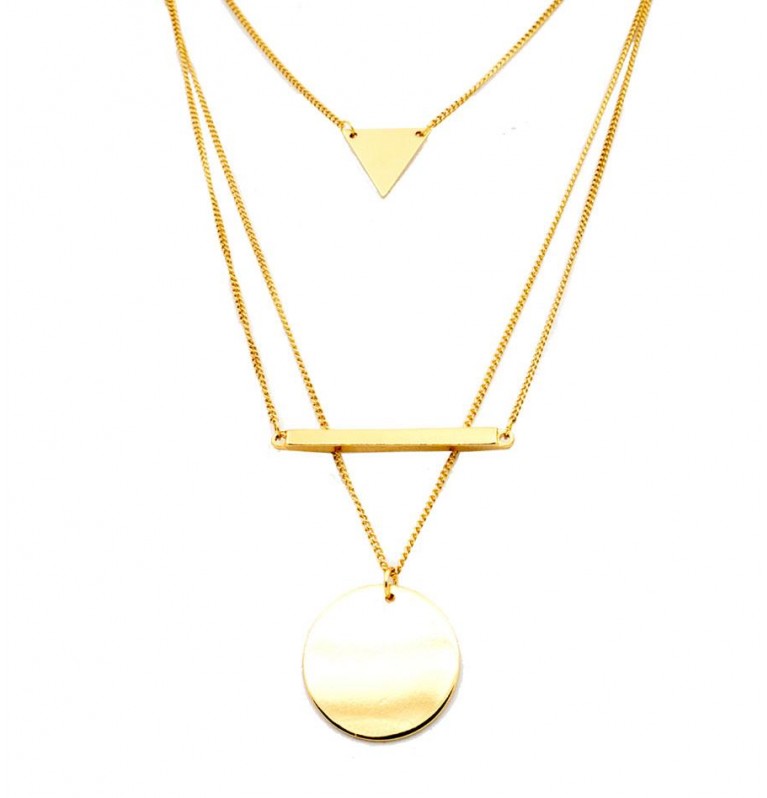 Multi-shape Layered Necklace in Gold