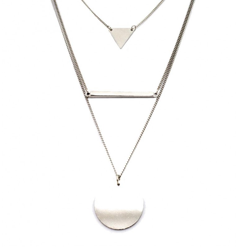Multi-shape Layered Necklace in Silver