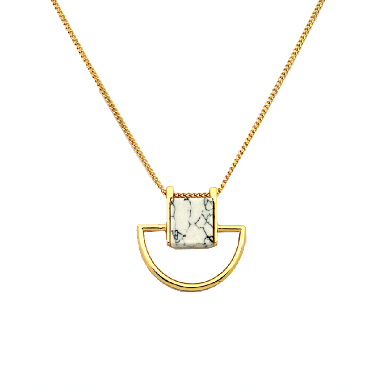 Geometric Marble Necklace In Gold