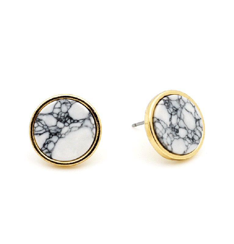 Round Marble Ear Stud 
