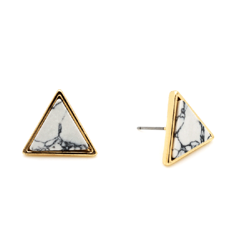 Triangle Marble Ear Stud 