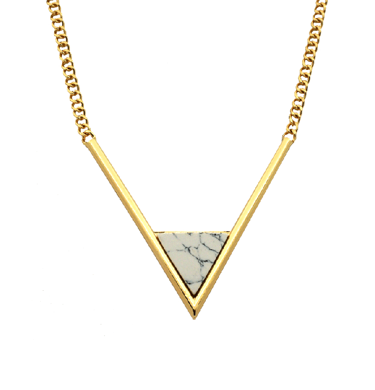 Triangle V Marble Necklace In Gold