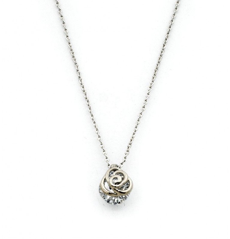 Dainty Rose Necklace in Silver