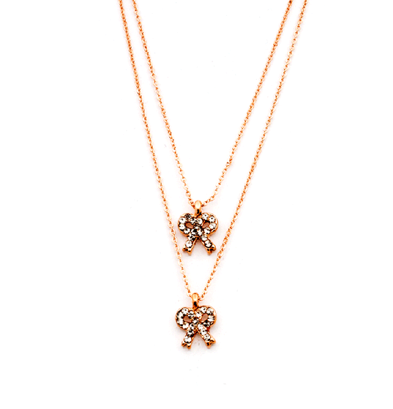Double Ribbon Necklace in Rose Gold