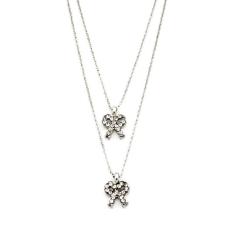 Double Ribbon Necklace in Silver