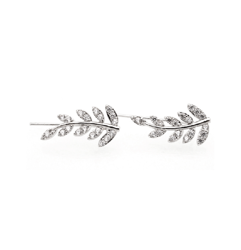 Vintage Leaf  Ear Crawler in Silver