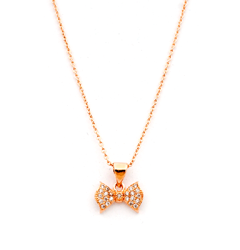 Bow Affair Dainty Necklace in Rose Gold