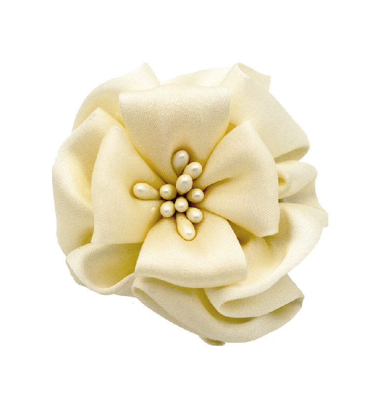 Satin Flower Hair Clip in Cream