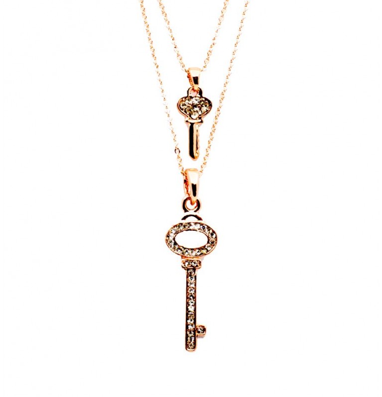 Sofia's Key Necklace in Rose Gold