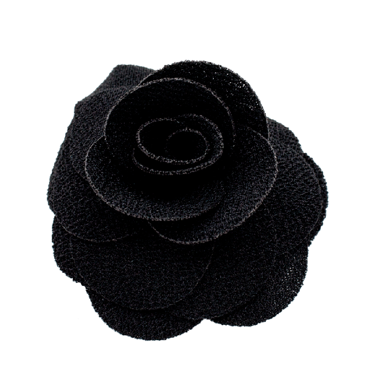Textured Rose Hair Clip in Black