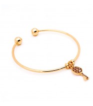 Key Charm Open Bangle in Gold