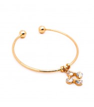 Square Loop Charm Open Bangle in Gold
