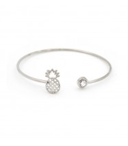 Funky Cutout Pineapple Open Bangle In Silver