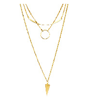 Tri-Layered Loop Spike & Curve Bar Necklace In Gold