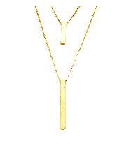 Minimalist Vertical Bar Double Layer Necklace In Gold
