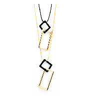 Quadrilateral Double Layer Necklace In Gold & Matt Black