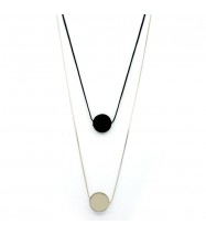 Circular Drape Necklace In Silver & Black