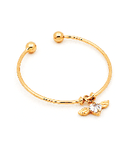 Wing Charm Open Bangle in Gold