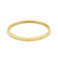 Stainless Steel Classic Rhinestone Bangle in Gold