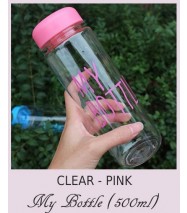 500ml My Bottle Water Bottle Clear - Pink [Logo Printing Available]