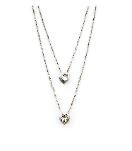 Double Heart Necklace in Silver