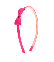 Satin Lace Mini Bow Hairband in Barbie Pink