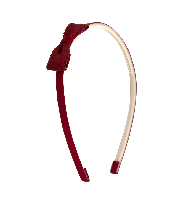Satin Lace Mini Bow Hairband in Wine Red