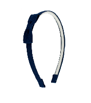 Striped Textured Mini Bow Hairband in Navy Blue 