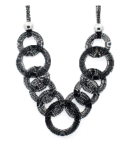 Interlocking Circles Necklace in Black 