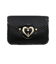 Modern Heart Mini Crossbody Bag In Black