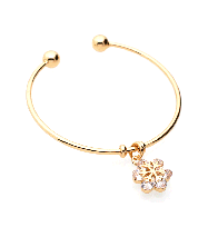 Snowflake Charm Open Bangle in Gold