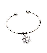 Snowflake Charm Open Bangle in Silver