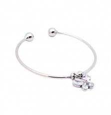 Butterfly Charm Open Bangle in Silver