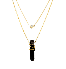 Chain Coil Quartz Double Layer Necklace In Gold
