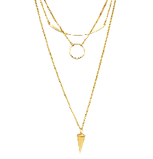 Tri-Layered Loop Spike & Curve Bar Necklace In Gold