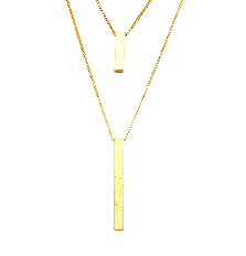 Minimalist Vertical Bar Double Layer Necklace In Gold