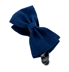 Striped Textured Bow Banana Hair Clip in Navy Blue