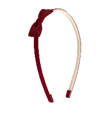 Satin Lace Mini Bow Hairband in Wine Red