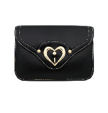 Modern Heart Mini Crossbody Bag In Black
