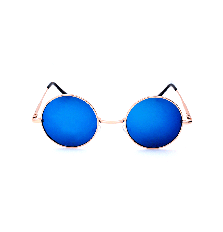 Round Metal Sunglasses In Reflective Blue
