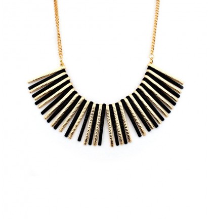 Chunky Matchstick Necklace in Black & Gold