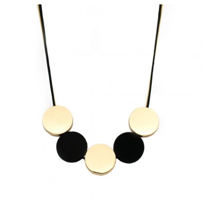 Five Circles Necklace In Gold & Black