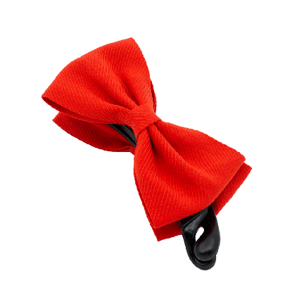Striped Textured Bow Banana Hair Clip in Orangey Red