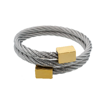 Adjustable Metal Coil 2 Layer Bracelet In Silver & Gold