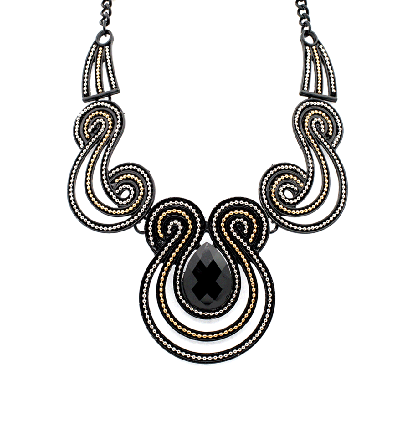 Indie Statement Necklace in Black & Gold