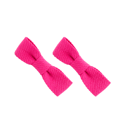 Striped Textured Mini Bow Hair Clip in Hot Pink