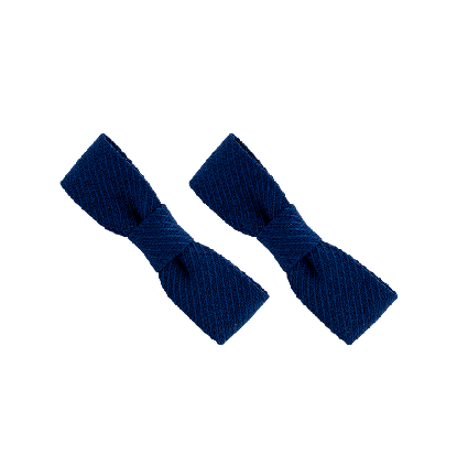 Striped Textured Mini Bow Hair Clip in Navy Blue